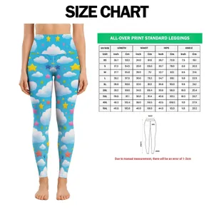 Turquoise Cloud And Colorful Stars For Yoga, Pilates And Everyday Wear Leggings