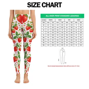 Scarlet Strawberries and Fresh Green Leaves for Yoga, Pilates and Summer Outings Leggings