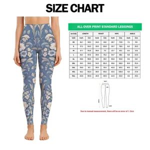 Blue Ivory Botanical Damask Blooms for Yoga, Pilates, and Everyday City Strolls Leggings