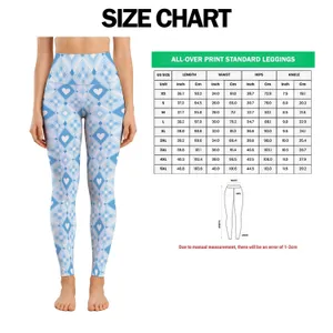 Sky Blue Heart Rhombus Style for Yoga, Pilates and Everyday Activewear for Women Leggings