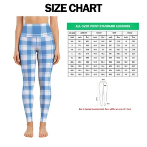 Blue And White Gingham Checks For Yoga, Pilates, Errands And Everyday Casual Style Leggings