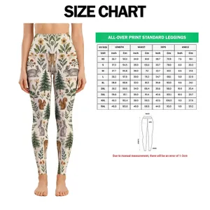 Woodland Fox Rabbit Deer Motifs for Yoga Pilates and Everyday Adventures Leggings