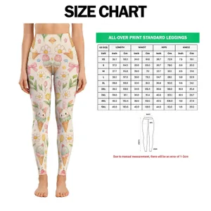 Pastel Bunny, Ice Cream and Daisy Motifs for Cheerful Yoga and Everyday Outings Leggings