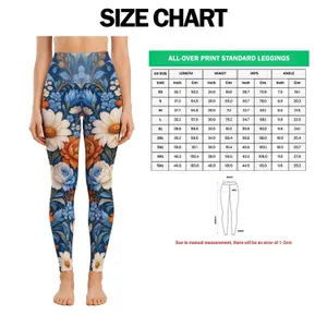 Blue Rust Floral Blooms for Yoga, Pilates and Everyday Movement for Active Women Leggings