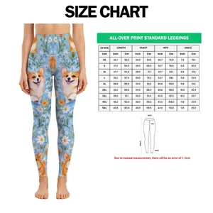 Corgi and Daisy Meadow Companions for Yoga, Pilates, and Cheerful Everyday Outings Leggings