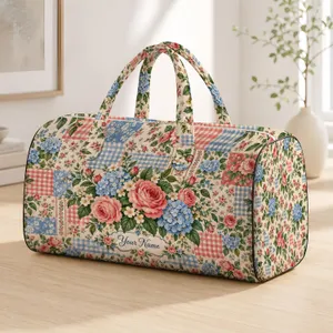 Rose And Hydrangea Patchwork For Sunny Beach Trips And Relaxed Weekend Getaways Quilted Weekend Bag