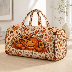 Autumn Pumpkin And Maple Leaves For Halloween Gatherings And Fall Getaways Quilted Weekend Bag