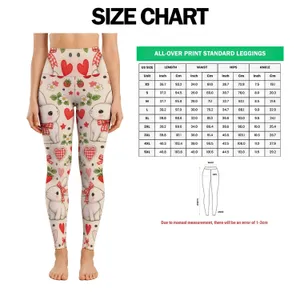 Cute Bunny Hearts And Strawberries For Yoga Pilates And Everyday Wear Leggings