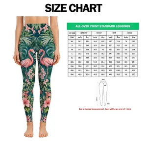 Coral Flamingos and Tropical Blooms for Yoga, Pilates and Everyday Style Leggings