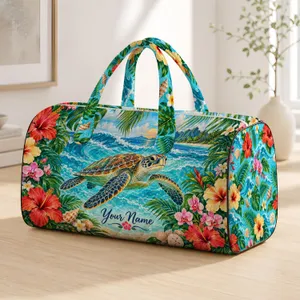 Tropical Sea Turtle And Hibiscus For Sunny Coastal Getaways And Relaxed Beach Travel Quilted Weekend Bag