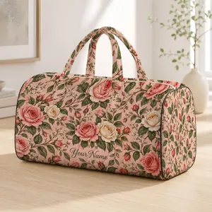 Blush Rose And Vine Florals For Romantic Travel And Weekend Getaways Quilted Weekend Bag