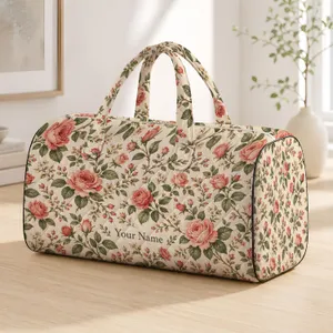 Vintage Rose Sprigs for Coastal Weekend Escapes and Romantic Getaway Travel Lovers Quilted Weekend Bag