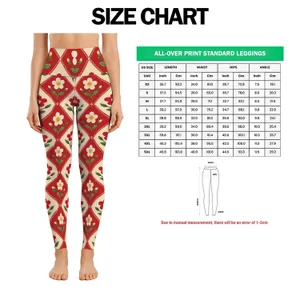 Red Ivory Diamond Checks With Dainty Blooms for Yoga and Weekend Outings Leggings