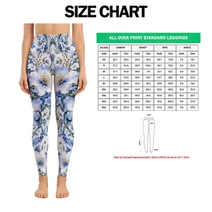 Blue Watercolor Wildflowers for Yoga, Pilates, and Everyday Studio-to-Street Style Leggings