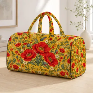 Crimson Poppy Garden and Wildflowers for Coastal Getaways and Weekend Escapes Quilted Weekend Bag
