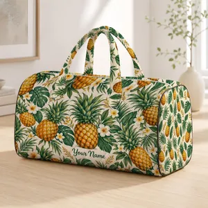 Golden Pineapples and Palm Leaves for Sunny Beach Getaways and Weekend Escapes Quilted Weekend Bag