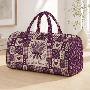 Purple Heart Patchwork for Romantic Beach Getaways and Relaxed Weekend Escapes Quilted Weekend Bag
