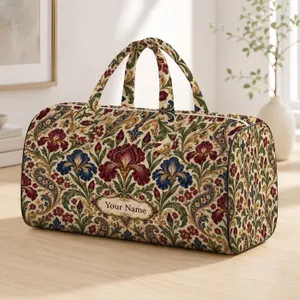 Vintage Burgundy And Navy Florals For Romantic Road Trips And Weekend Getaways Quilted Weekend Bag