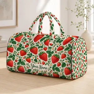 Strawberry Fruit Motif for Sunny Beach Days, Picnics, and Sweet Summer Getaways Quilted Weekend Bag