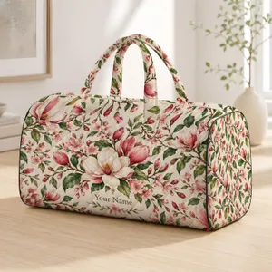 Ivory Rose Magnolia Florals for Beach Getaways and Relaxed Weekend Escapes Quilted Weekend Bag