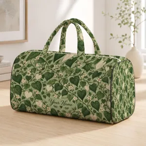 Sage Green Heart Leaf Vines for Peaceful Woodland Getaways and Weekend Travel Quilted Weekend Bag