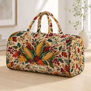Autumn Corn And Berry Harvest For Cozy Farmhouse Getaways And Weekend Escapes Quilted Weekend Bag