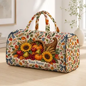 Cornucopia Apples Pumpkins And Sunflowers For Cozy Autumn Orchard Weekend Getaways Quilted Weekend Bag