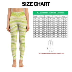 Soft Lime Green Wavy Lines for Yoga, Pilates, and Everyday Active Living Style Leggings