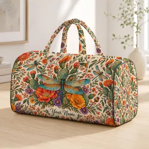 Desert Cactus Dragonfly Blooms for Colorful Weekend Getaways and Sunny Outdoor Escapes Quilted Weekend Bag