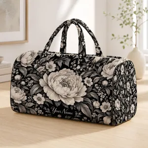 Ivory Peony Blooms for Chic Travel, Weekend Getaways and Everyday City Escapes Quilted Weekend Bag