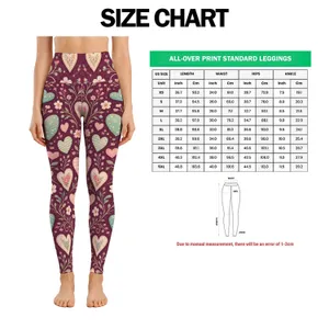 Mint Peach Heart Scatter for Yoga, Pilates, and Everyday Casual Outings Leggings