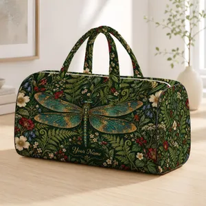 Woodland Dragonflies and Wildflowers for Rustic Nature-Loving Outdoor Getaways Quilted Weekend Bag