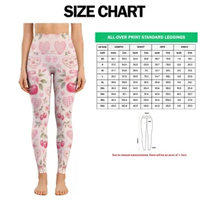 Blush Hearts and Sweet Cherries for Yoga, Pilates, and Relaxed Everyday Outings Leggings
