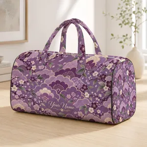 Lilac Scalloped Plum Blossoms for Peaceful Meadow Strolls and Weekend Getaways Quilted Weekend Bag