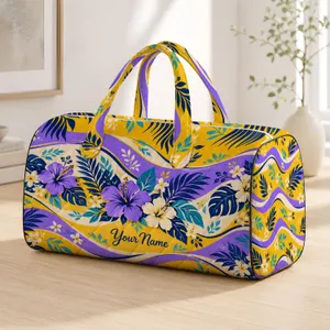Golden Yellow Lavender Waves for Bright Summer Getaways and Weekend Escapes Quilted Weekend Bag