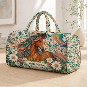 Chestnut Horse And Daisy Garden For Sunny Weekend Escapes And Equestrian Gift Lovers Quilted Weekend Bag