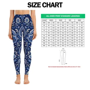 Indigo Paisley Florals for Yoga, Pilates and Everyday Studio-to-Street Wear for Women Leggings