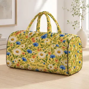 Sunny Yellow Daisy Meadow Blooms for Lakeside Picnics, Beach Days and Summer Travel Quilted Weekend Bag