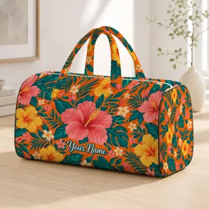 Oversized Tropical Blooms for Sunny Seaside Getaways and Relaxed Summer Travel Days Quilted Weekend Bag