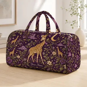 Golden Giraffes Beneath Twining Vines for Stargazing Safari Travel and Nature Lovers Quilted Weekend Bag