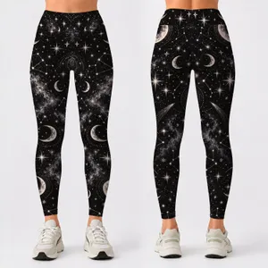 Crescent Moon and Star Constellations for Yoga, Pilates and Everyday Wear Leggings