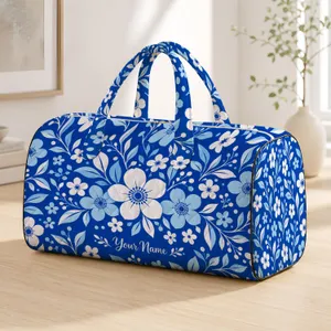 Cobalt Blue Wildflowers for Breezy Coastal Getaways, Beach Days, and Summer Travel Quilted Weekend Bag