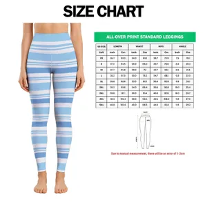 Sky Blue And White Coastal Stripes For Yoga Pilates And Everyday Activewear Leggings