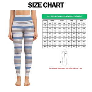 Blue And Taupe Stripes For Yoga, Pilates And Everyday Active Style For Relaxed Women Leggings