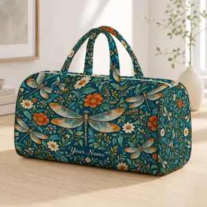Teal Dragonflies And Wildflowers For Coastal Getaways, Beach Days And Summer Travel Quilted Weekend Bag