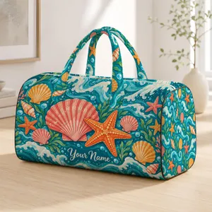 Turquoise Seashell Starfish Beach Escape for Sunny Coastal Getaways and Summer Travel Quilted Weekend Bag