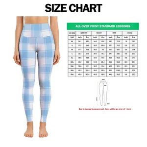Light Blue Plaid Checks for Yoga Pilates Commutes and Everyday Casual Style Leggings
