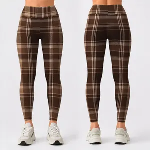 Rich Brown Heritage Plaid for Yoga, Pilates, Commuting and Everyday Casual Style Leggings