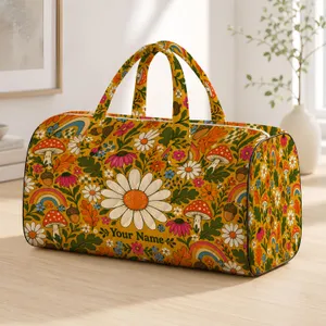 Daisy Rainbow Mushroom Acorn Lakeside Camping Gifts for Autumn Nature Lovers Quilted Weekend Bag