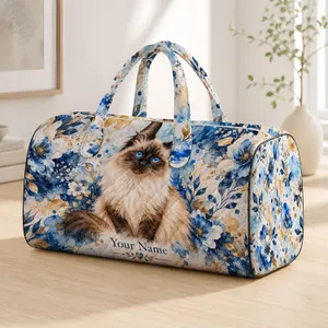 Blue-Eyed Siamese Cat Portrait for Stylish Travel and Weekend Getaways for Cat Lovers Quilted Weekend Bag
